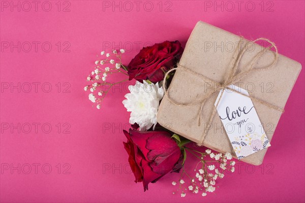 Mother s day gift box with blossoms flower