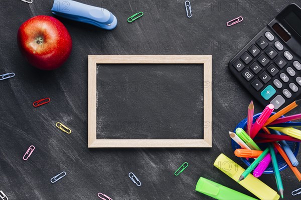 Chalkboard slate with various stationery