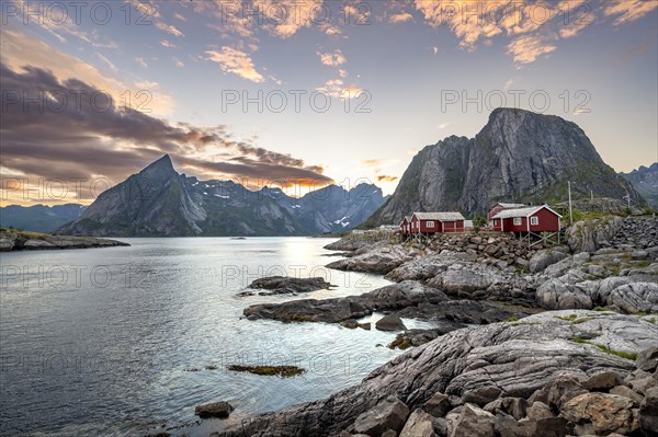 Red wooden huts