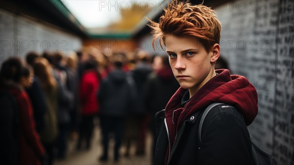 Sinister looking young male student who could be the bully of the school