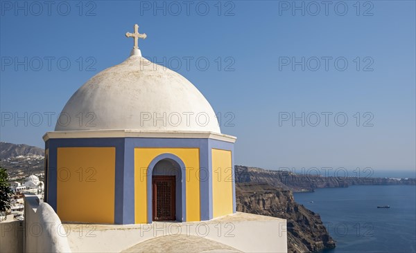 Sea view and Dome of Catholic Church of Saint Stylianos