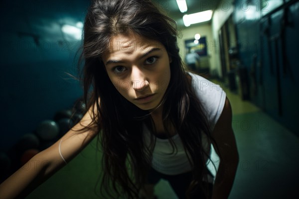 Young dark-haired woman looks sceptical