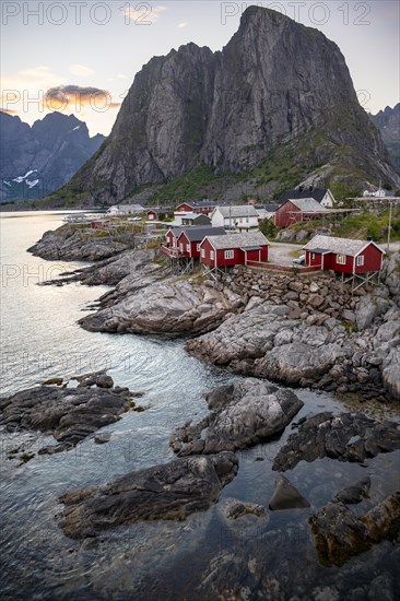 Red wooden huts