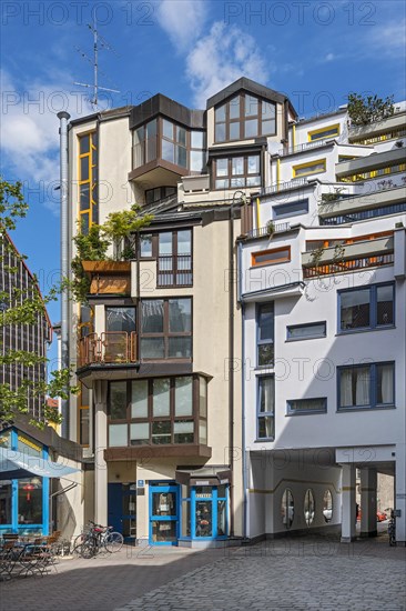 Modern architecture with green balconies