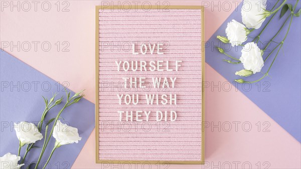 Pink motivational text board view