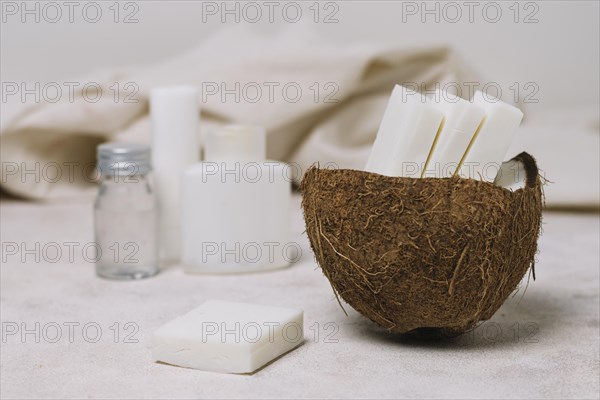 Coconut soap bars coconut bowl with oils