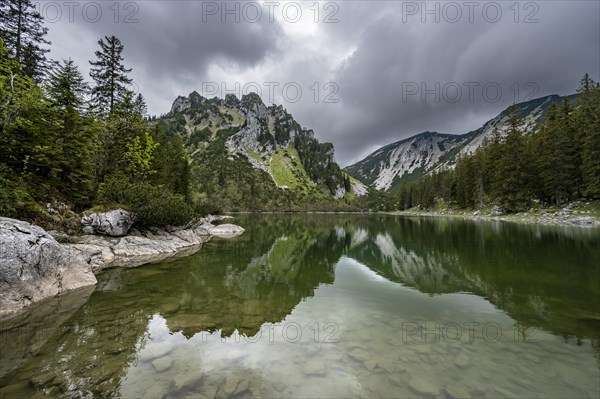 Mountain peak reflected in a mountain lake