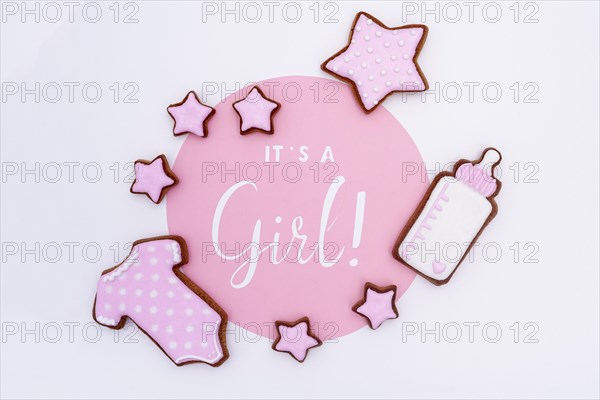 Top view cute little baby girl accesories