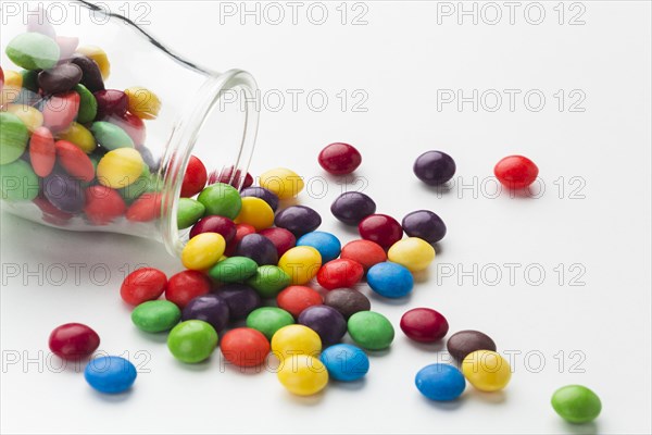 Close up spilled candy jar