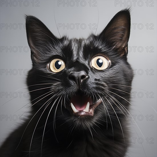 Domestic shows her the teeth and is angry and looks at the camera