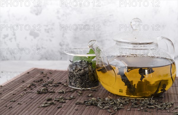 Front view healthy organic tea teapot