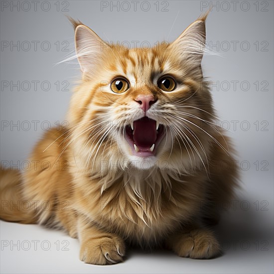 Domestic shows her the teeth and is angry and looks at the camera