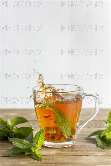 Front view tea herbal concept with copy space