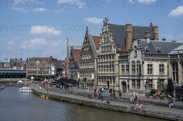 Medieval Guild Houses of the Graslei Quay on the River Leie