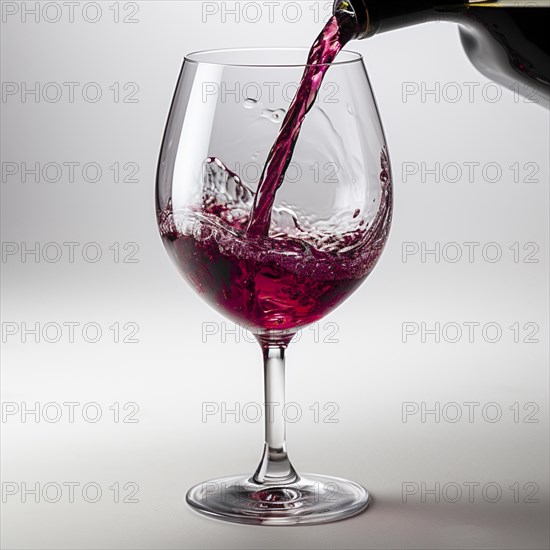 Wine is poured into elegant wine glasses