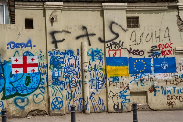 Political graffiti on a facade