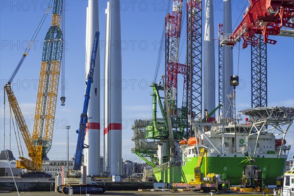 Installation vessel Apollo moored at REBO heavy load terminal in Ostend port