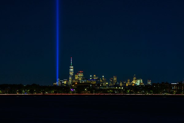 View on the Lower Manhattan with the Tribute in Light