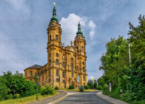 Portal with towers of the pilgrimage church Basilica Vierzehnheiligen