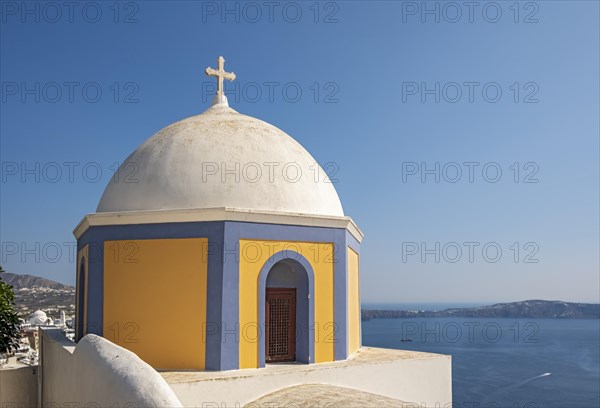 Sea view and Dome of Catholic Church of Saint Stylianos