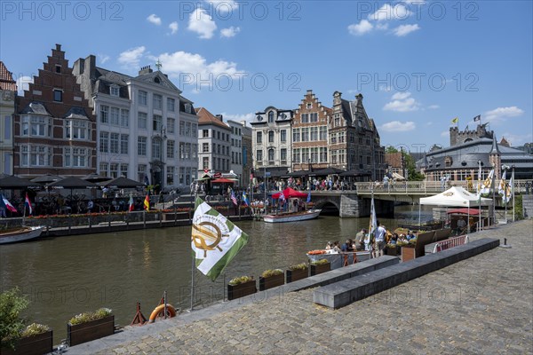 Medieval Guild Houses of the Korenlei Quay on the River Leie