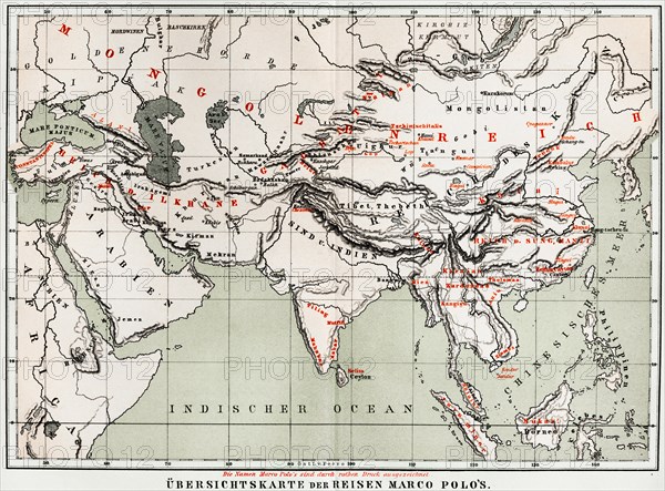 General map of the travels of Marco Polo