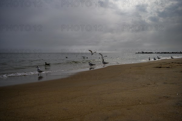 Cludy spring day on Brighton Beach