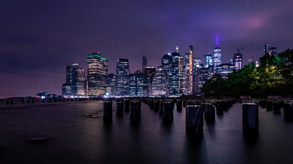 Night views on Lower Manhattan from Brooklyn Bridge Park