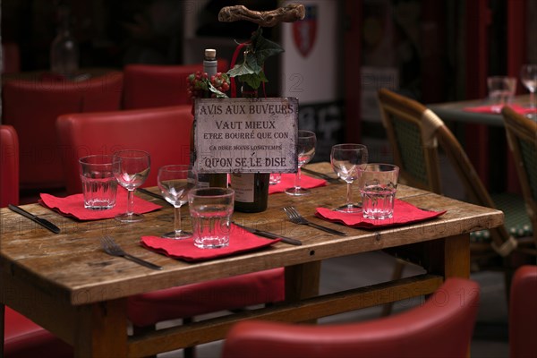 Table set in a street cafe