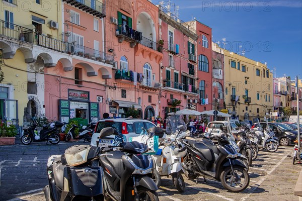 Typical houses on the waterfront of the fishing port of Marina Grande