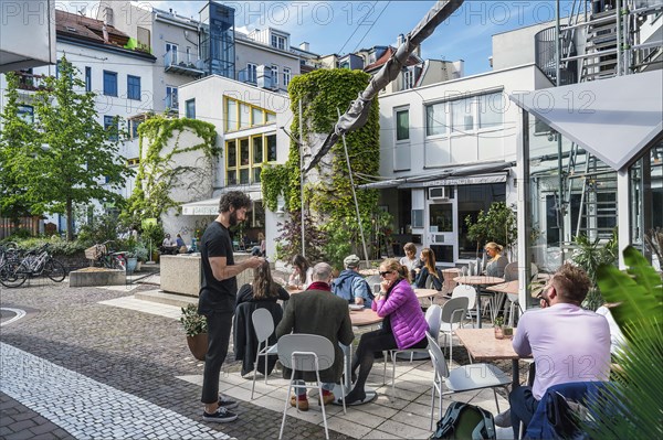 Bistro garden with guests