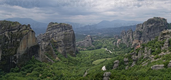 Rock panorama of Meteora and the monasteries of Agios Nikolaos Anapafsas