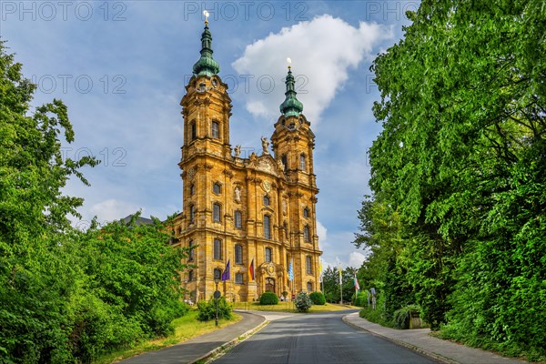 Portal with towers of the pilgrimage church Basilica Vierzehnheiligen