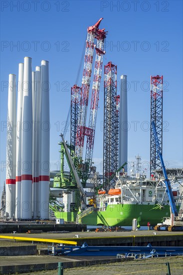 Installation vessel Apollo moored at REBO heavy load terminal in Ostend port