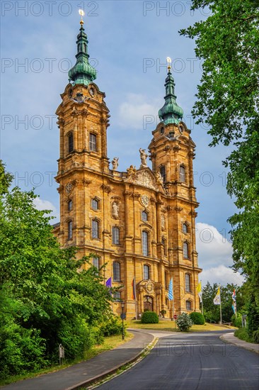 Portal with towers of the pilgrimage church Basilica Vierzehnheiligen