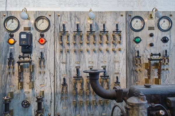 20th century electric switchboard showing switches