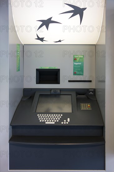 Indoor ATM cash dispenser of the BNP Paribas Fortis bank