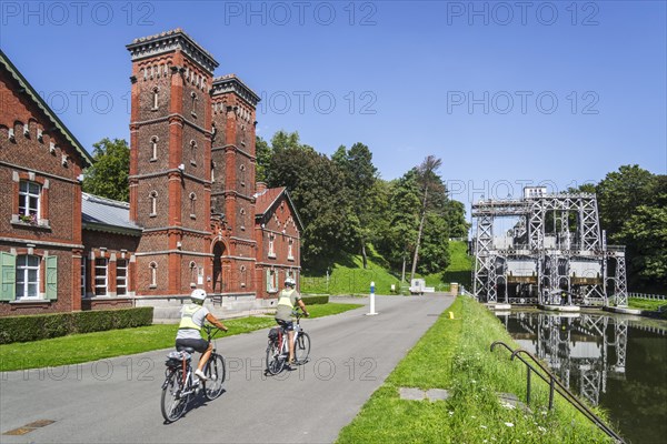 Machine room building and hydraulic boat lift no. 3 on the old Canal du Centre at Strepy-Bracquegnies near La Louviere