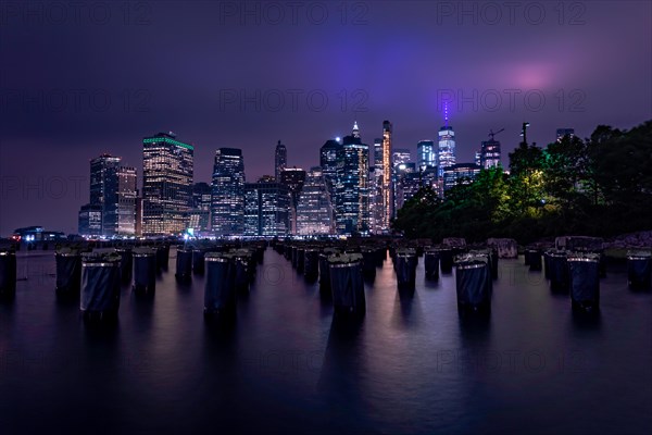 Night views on Lower Manhattan from Brooklyn Bridge Park