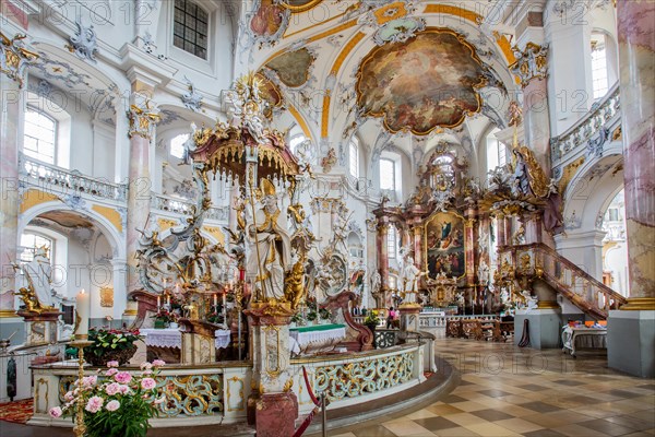 Interior of the pilgrimage church Basilica Vierzehnheiligen