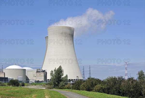 Cooling towers of the Doel Nuclear Power Station along the river Scheldt at Kieldrecht