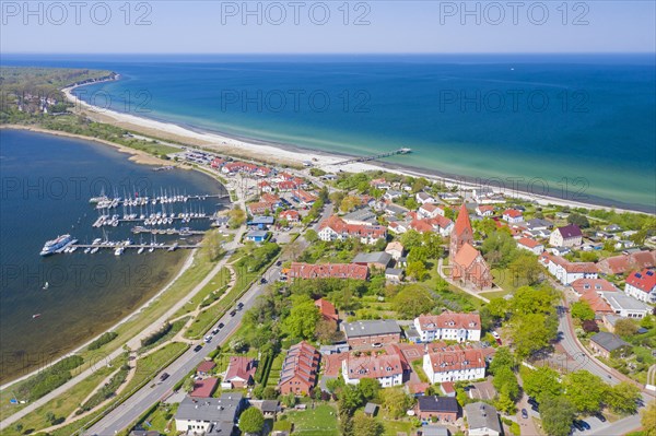 Aerial view over seaside resort Ostseebad Rerik along the Baltic Sea