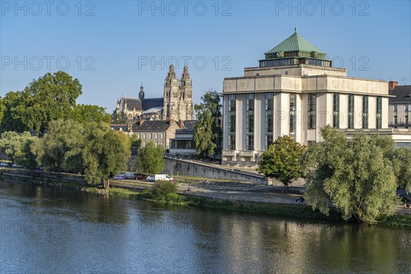 The Bibliotheque Municipale de Tours on the Loire and Saint-Gatien Cathedral in Tours