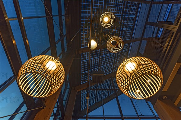 Ceiling lamps in a restaurant