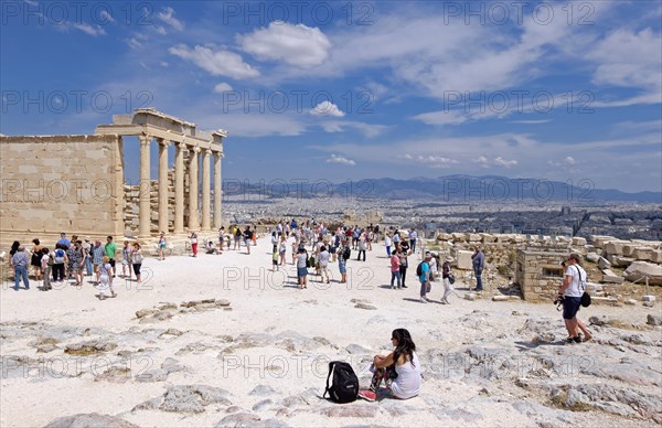 Tourists in front of the Erechtheion