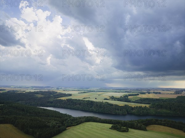 Thunderclouds over the Klingenberg Dam in the Ore Mountains