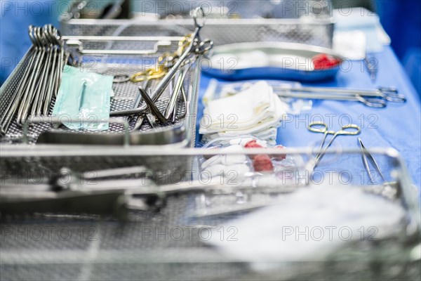 Surgical instruments during an operation in hospital