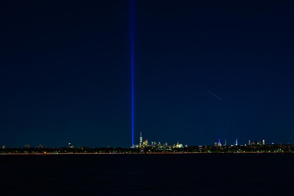 View on the Lower Manhattan with the Tribute in Light