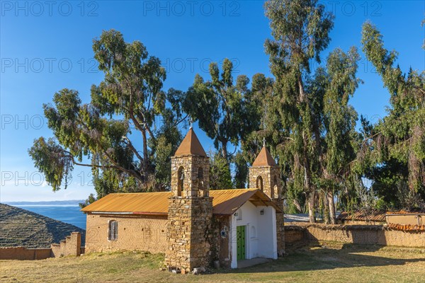 Stone church with double tower