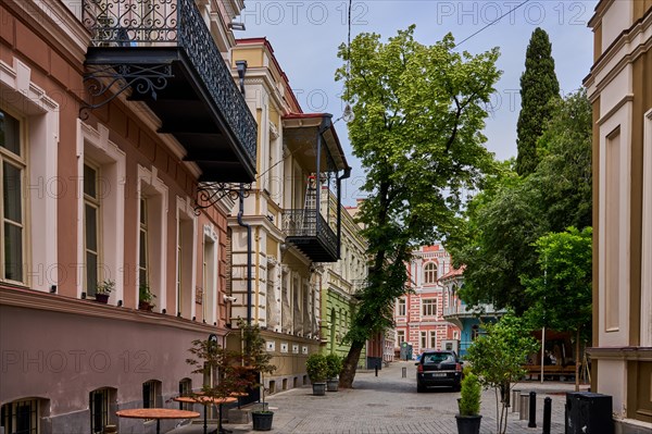 Renovated houses on Lado Gudiashvili Square